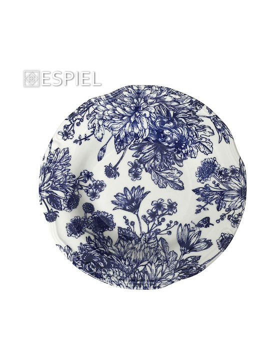 Espiel English Blue Plate Soup Plates Ceramic Μπλε with Diameter 24cm 1pcs