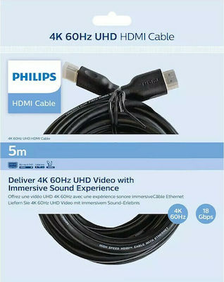 Philips HDMI 2.0 Cablu HDMI de sex masculin - HDMI de sex masculin 5m Negru