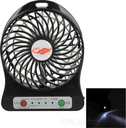 USB Ventilator mit Wiederaufladbarer Batterie 5W Schwarz