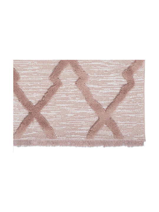 Madi Antler Rug Rectangular Summer Cotton with Fringes Grey Pink