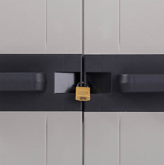 Zweiflügeliger Schrank Bios Mega XXL Kunststoff mit 3 Regale Black / Warm Grey 89x54x190cm