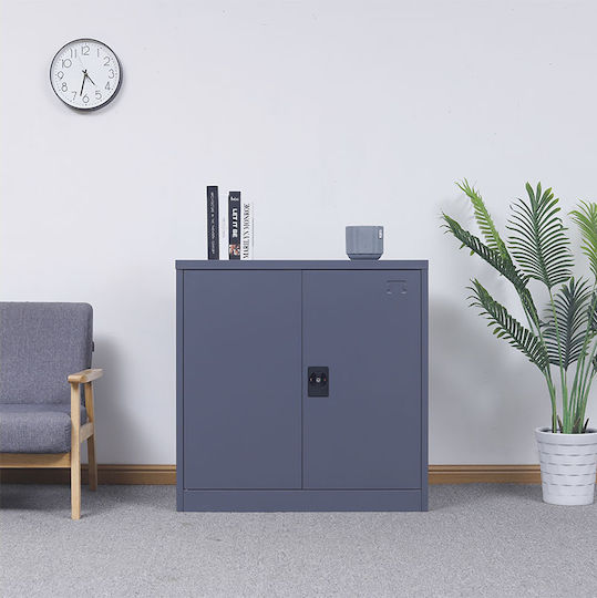 Double-leaf Metallic Gavanized Outdoor Storage Cabinet with Locking Capability with 2 Shelves Anthracite Matte 90x45x91 cm