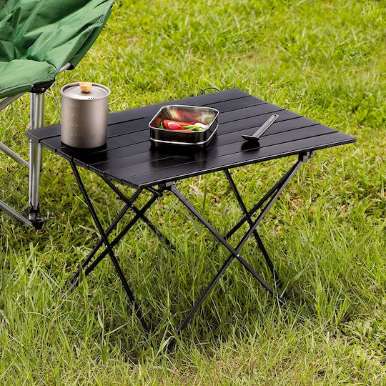 Navaris Tabelul Aluminiu pentru Camping Pliabil 55.7x40.5x38.5cm Negru