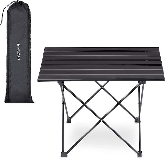 Navaris Tabelul Aluminiu pentru Camping Pliabil 55.7x40.5x38.5cm Negru