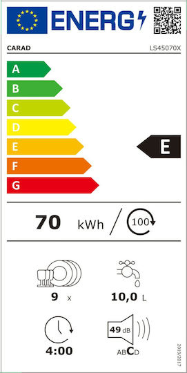 Carad Freistehender Geschirrspüler für 9 Gedecke B45xH84.5cm Inox