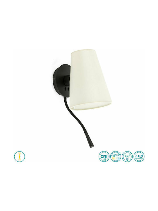 Faro Barcelona Modern Lamp Wall with Socket E27 Black 17x23cm