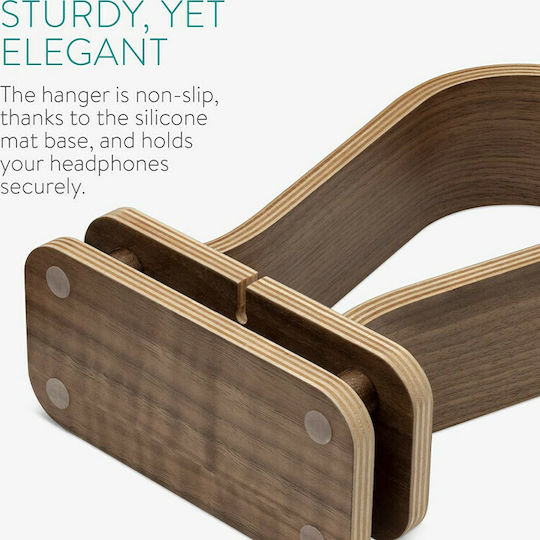 Navaris Omega Desktop Headphone Stand Walnut Wood