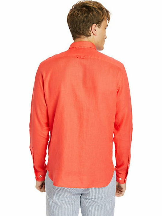 Timberland Men's Shirt Long Sleeve Linen Red