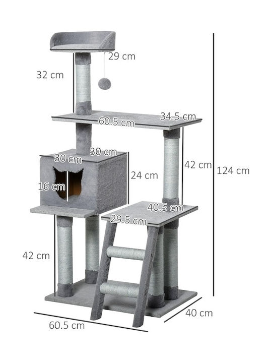 Pawhut Ονυχοδρόμιο Γατόδεντρο Γκρι 60.5x40x124εκ.