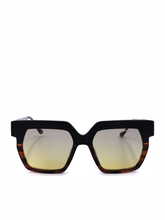 Borbonese Dorothy Sunglasses with Black Tartaruga Plastic Frame and Gold Lens DOROTHY 16