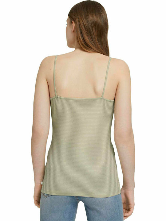 Tom Tailor Women's Summer Blouse with Straps Striped Green