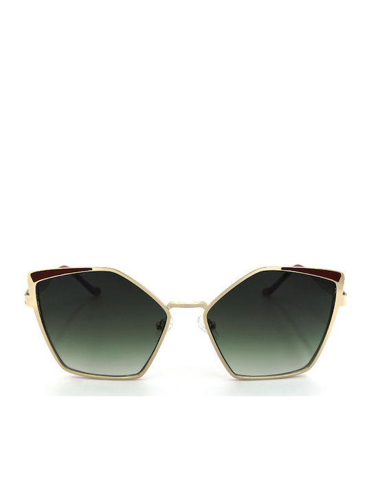 Borbonese Ville Women's Sunglasses with Gold Metal Frame and Green Gradient Lens VILLE 07