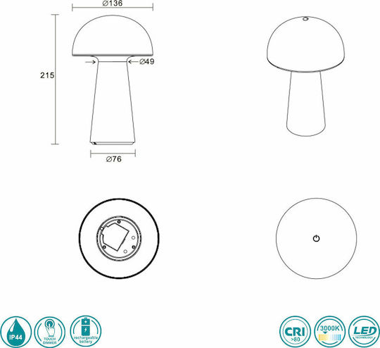 Trio Lighting Lennon Kunststoff Tischlampe LED mit Weiß Schirm und Basis