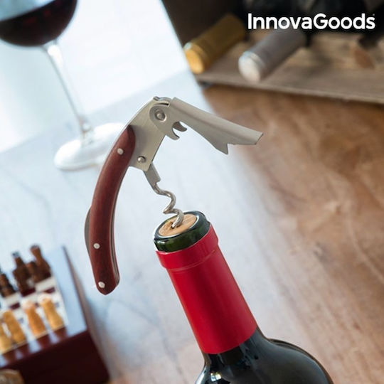 InnovaGoods Σετ Αξεσουάρ Κρασιού σε Ξύλινη Βαλίτσα με Σκάκι 37τμχ V0100602