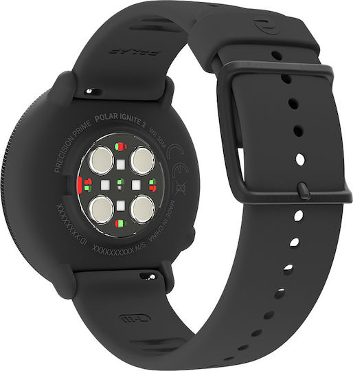 Polar Ignite 2 Stainless Steel 43mm Waterproof Smartwatch with Heart Rate Monitor (Black Pearl)
