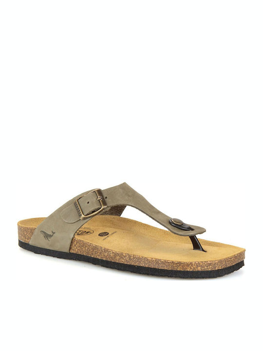 Bolero Leather Women's Flat Sandals Anatomic Nobuck Kaki