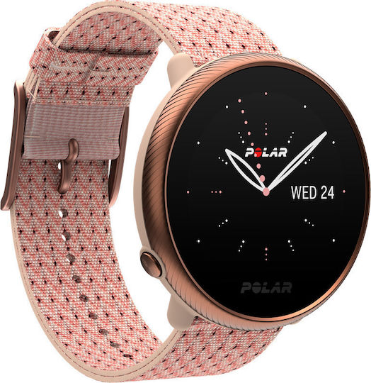 Polar Ignite 2 Stainless Steel 43mm Αδιάβροχο Smartwatch με Παλμογράφο (Rose Gold)