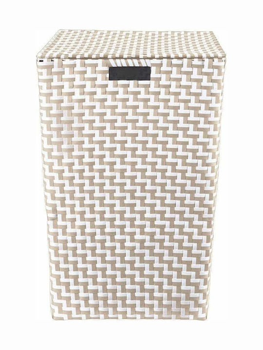 Kleine Wolke Double Plastic Laundry Basket with Lid 35x35x55cm Beige Natural