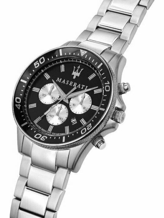 Maserati Sfida Men's Watch 44mm Chronograph Battery with Silver Metal Bracelet