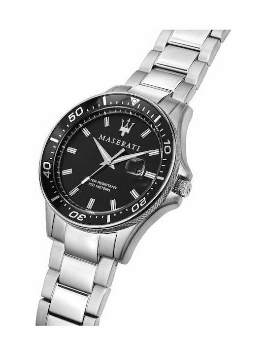 Maserati Sfida Ανδρικό Ρολόι 44mm Μπαταρίας με Ασημί Μεταλλικό Μπρασελέ