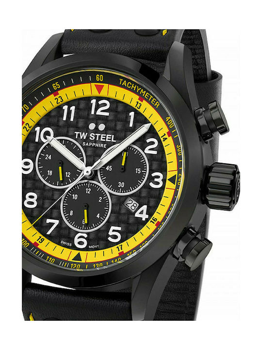 TW Steel Coronel Watch Chronograph Battery with Black Rubber Strap