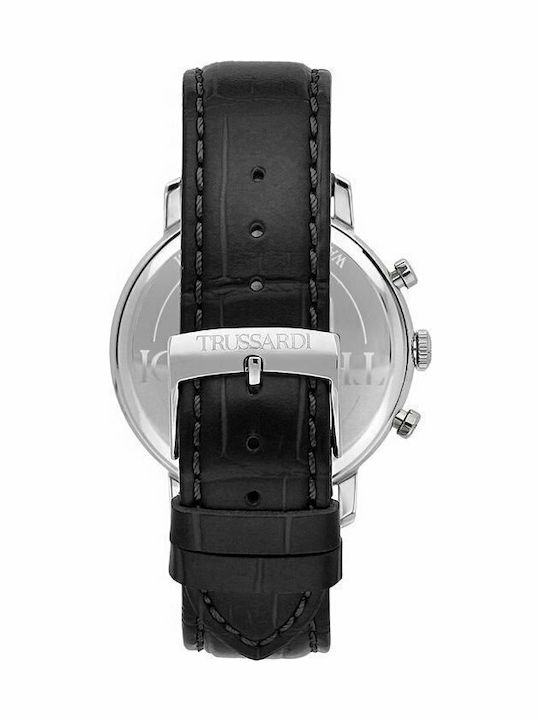Trussardi T-Couple Men's Watch 43mm Chronograph Battery with Black Leather Strap