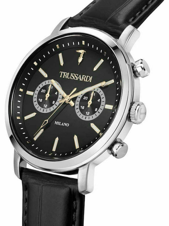 Trussardi T-Couple Men's Watch 43mm Chronograph Battery with Black Leather Strap