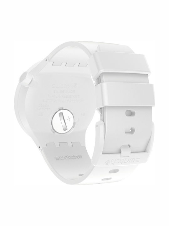 Swatch Bioceramic Women's Watch with White Rubber Strap