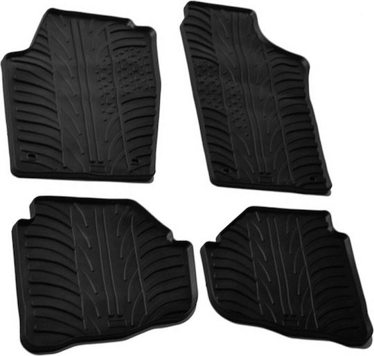 Lampa Set Front and Back Car Mats 4 Pieces Raised Sides Type for Volkswagen Fox 2005-2011 Black