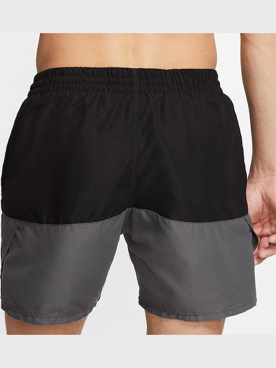 Nike Volley Costume de baie bărbătesc pantaloni scurți negri / gri cu dungi NESSB451-001