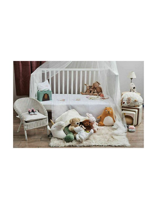 Cokitex Train Baby Sheets Set Crib Cotton White 120x160cm 3pcs