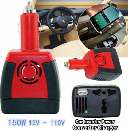 Car Inverter 150W to Converter 12V DC in 220V AC with 1xUSB