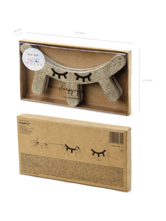 PartyDeco Kinder Wanddekoration Wimpern Weiß aus Holz Augen / Wimpern 20x11cm