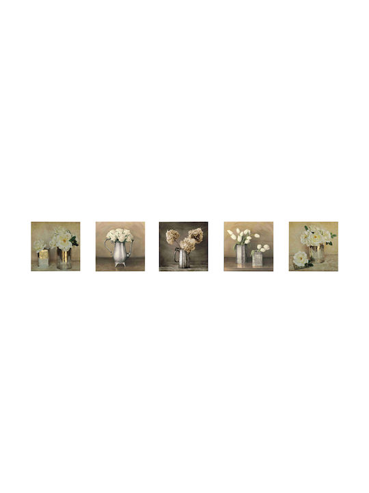 Freebox Romantic Flowers Πεντάπτυχος Πίνακας Ξύλινος 75x15cm