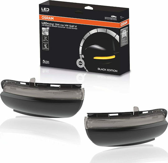 Osram Φλας Led για Volkswagen Golf 6 VI 08-12 / Touran 10-15 Καθρέπτη Dynamic Black 2τμχ