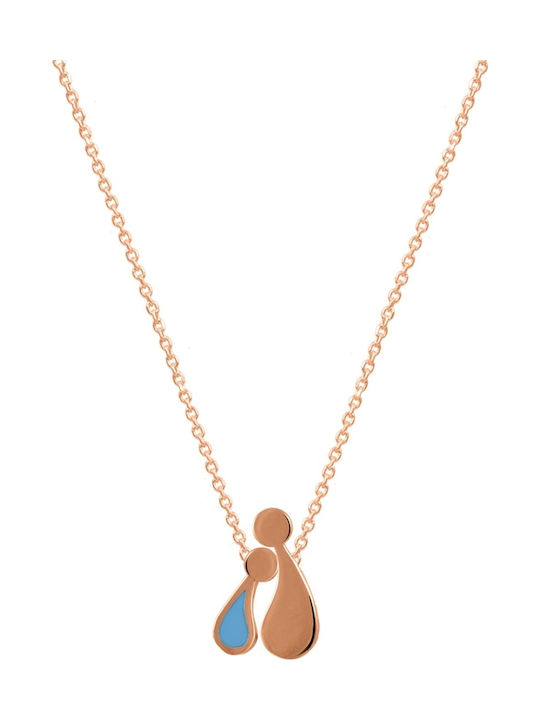 Rose Gold Plated Necklace Made of 925 Silver with Double Family Pendant FD2MS