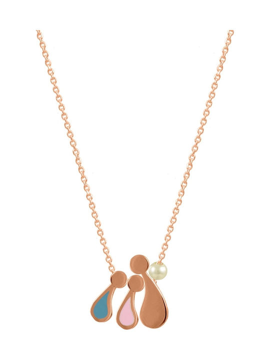 Rose Gold Plated Necklace Made of 925 Sterling Silver with Triple Family Pendant FD3MRG