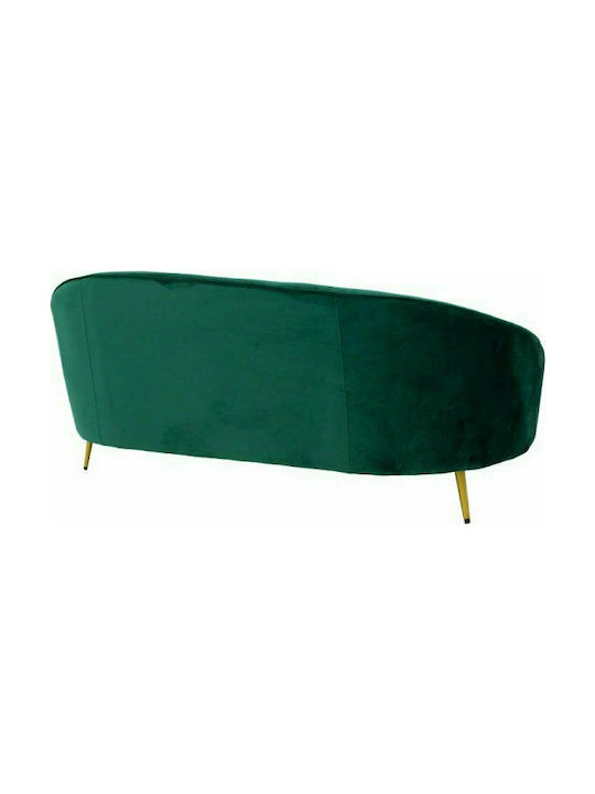 Amora Dreisitzer Sofa Samt Forest Green / Gold 180x81x77cm