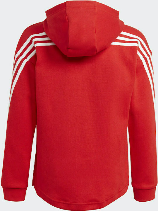 Adidas Αθλητική Παιδική Ζακέτα Φούτερ με Κουκούλα Κόκκινη 3-Stripes