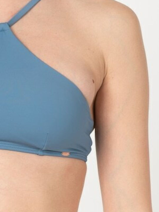 High Neck Bikini Top Blue