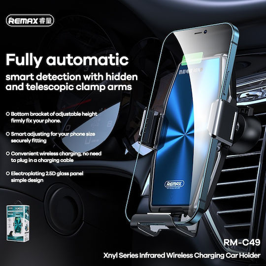 Remax RM-C49 Car Mobile Mount with Adjustable Hooks and Wireless Charging Green