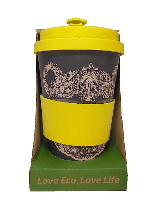 Spacecow Lioness Bamboo Cup with Lid Black 400ml