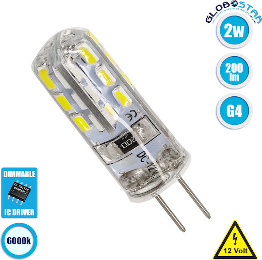 GloboStar LED Bulb 2W for Socket G4 Cool White 200lm Dimmable