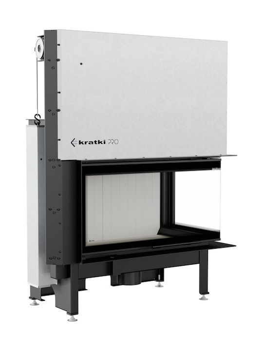 Kratki Nadia 14 P BS Guillotine Wood Fireplace Insert with Right Corner Window 14kW Black