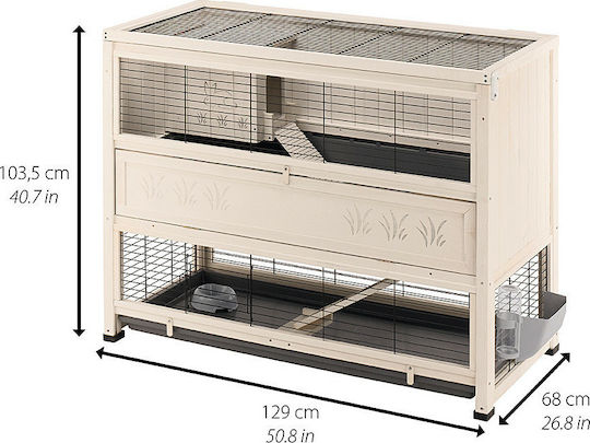 Ferplast Cottage Holzkäfig für Kaninchen 129cmx68cmx103.5cmcm.