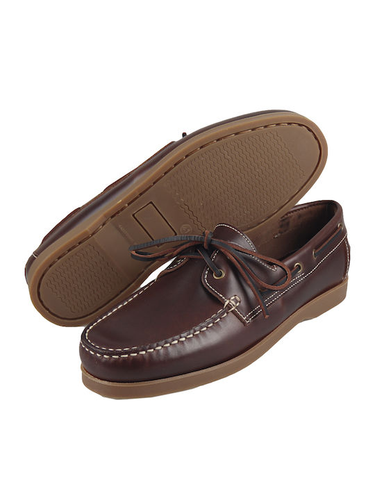 W1884 Δερμάτινα Ανδρικά Boat Shoes σε Καφέ Χρώμα