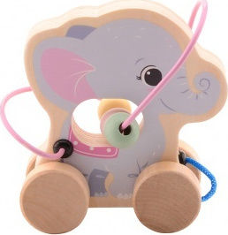 Joueco Pull-Along Toy Rolling Animals with Maze made of Wood for 12++ Months (Various Designs/Assortments of Designs) 1pc