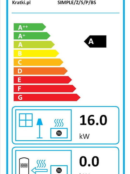 Kratki Simple Z S P BS Ενεργειακό Τζάκι Ξύλου 16kW Δεξιά Γωνία με Ανοιγόμενη Πόρτα