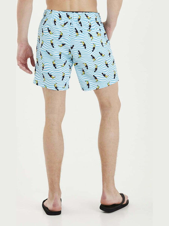 Blend Men's Swimwear Shorts Light Blue with Patterns