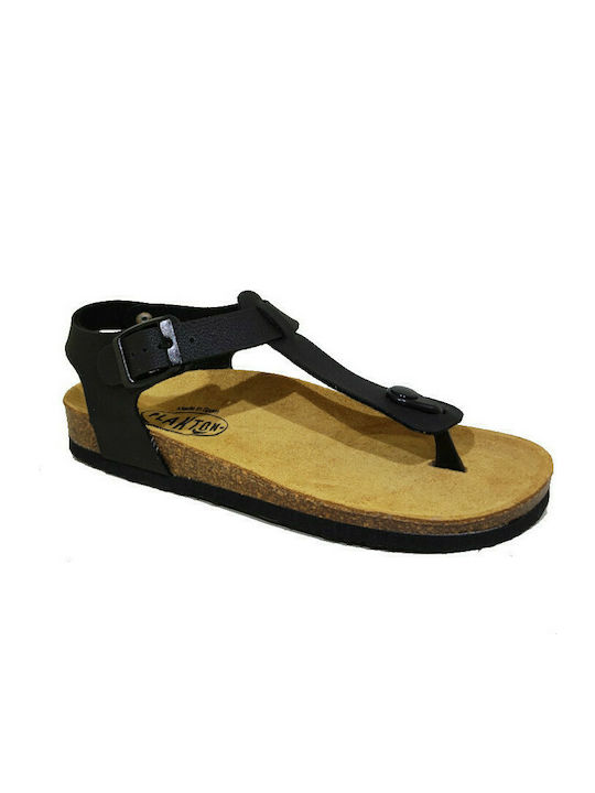 Plakton Leather Women's Flat Sandals Anatomic Chicago Black